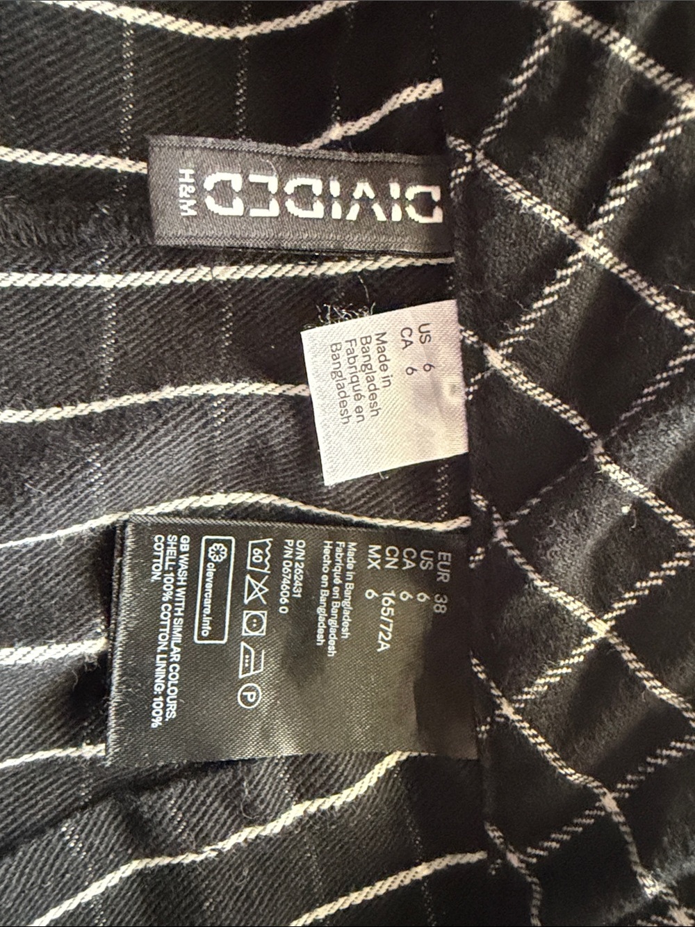 Divided Black Mini Skirt with White Grid & Button Front - Picture 2 of 4